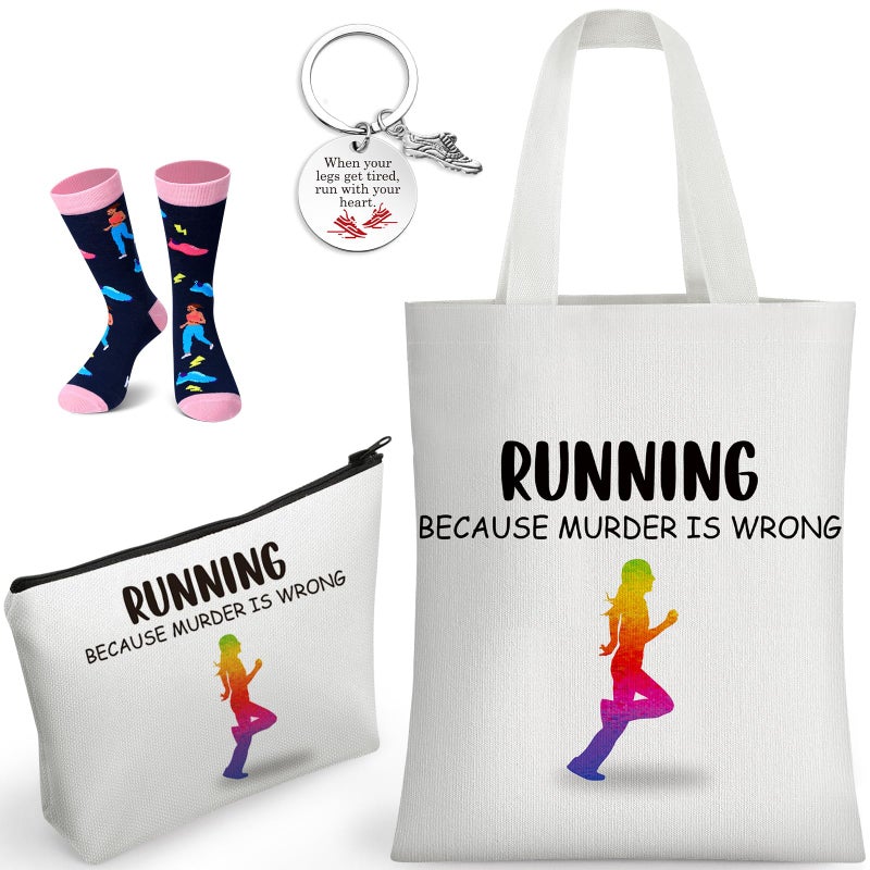 Breathffy 104 Pcs Running Cross Country Gifts for Men Women Socks Stickers Keychain Its a Great Day to Run Cosmetic Bag Canvas Tote Bag for Christmas Runner Gift Marathon Runner Lovers Gifts - Image 2