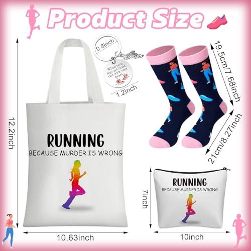 Breathffy 104 Pcs Running Cross Country Gifts for Men Women Socks Stickers Keychain Its a Great Day to Run Cosmetic Bag Canvas Tote Bag for Christmas Runner Gift Marathon Runner Lovers Gifts - Image 3