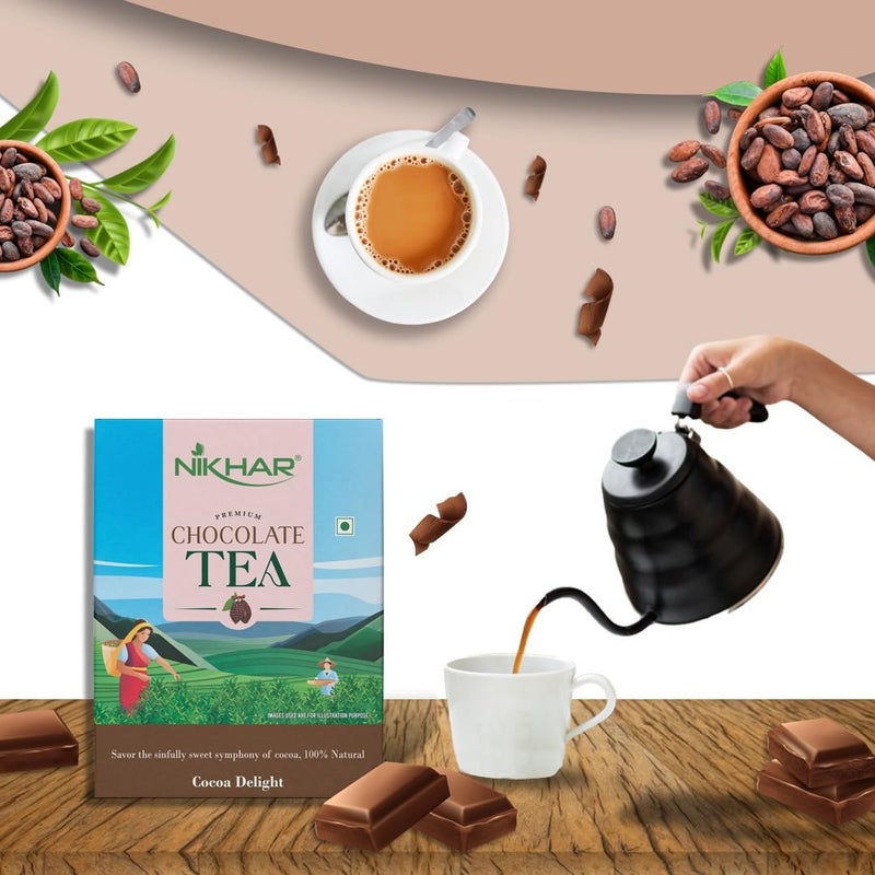 Nikhar Tea شاي نكهار بالشوكولاتة 200 جرام | مزيج كاكاو فاخر | 100% مستخلص كاكاو طبيعي - Image 2