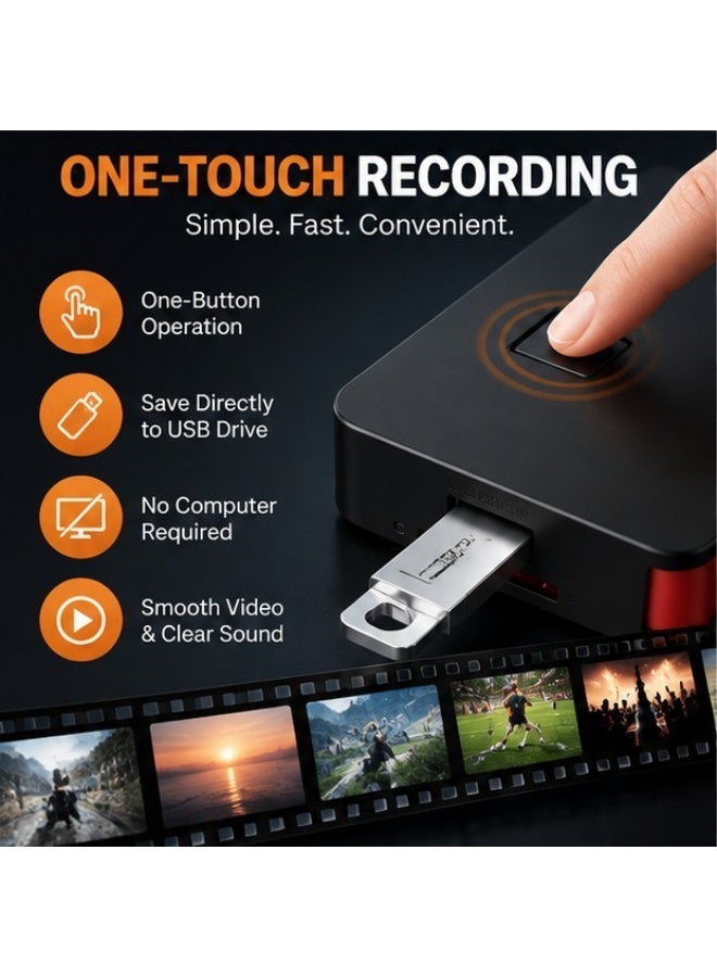 1080P HD video capture device with HDMI, AV, and YPbPr inputs, USB live recording, one-button operation, and portable design. - Image 2