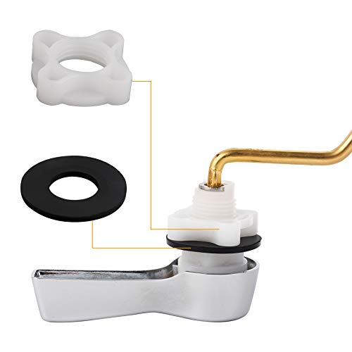 Hibbent 2 Pack Universal Side Mount Toilet Handle Angle-Mount Adjustable Trip Lever Tank Flush Lever Replacement Handle with 2 Pieces Stainless Steel Flapper Chains for Most Side Mount Toilets-Chrome - Image 3