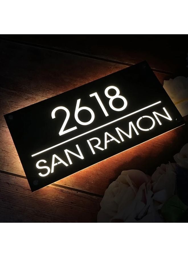 Customizable Wall Mounted Address Sign With Warm White Light Durable Metal Acrylic - Image 3