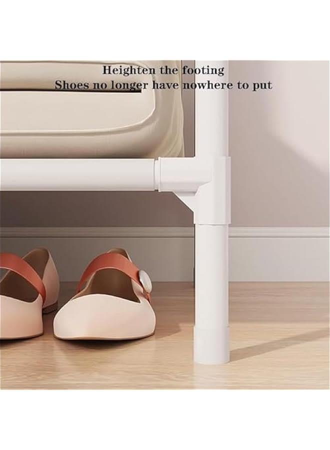 هوكور Durku Clothing Storage Cabinet with Curtain, Portable Wardrobe Storage Closet with 4 Hooks and Top 1 Crossbars, Coat Rack Freestanding with Shelves, for Living Room, Bedroom, Clothes Room (Black) - Image 5