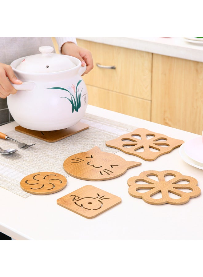 Wooden Cartoon Heat Insulation Mat Dining Table Non-slip Pot Mat Bowl Mat Large Creative Cute Tea Cup Mat Coaster Wholesale-Color:Large Apple (with Anti-slip Mat)#C0D46#-Specifications:Small 800/piece, Large 300/piece  - Image 2
