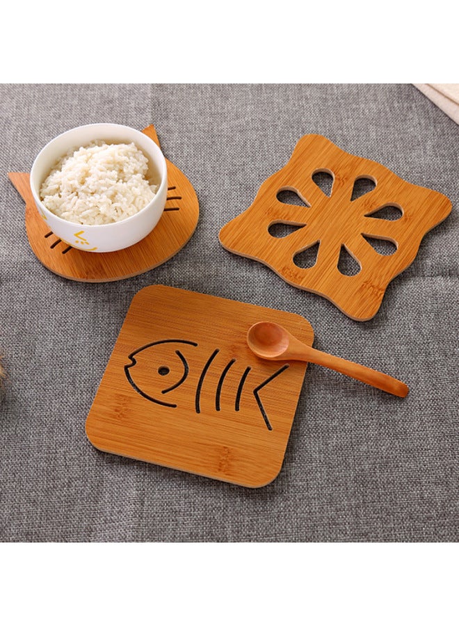 Wooden Cartoon Heat Insulation Mat Dining Table Non-slip Pot Mat Bowl Mat Large Creative Cute Tea Cup Mat Coaster Wholesale-Color:Large Apple (with Anti-slip Mat)#C0D46#-Specifications:Small 800/piece, Large 300/piece  - Image 3