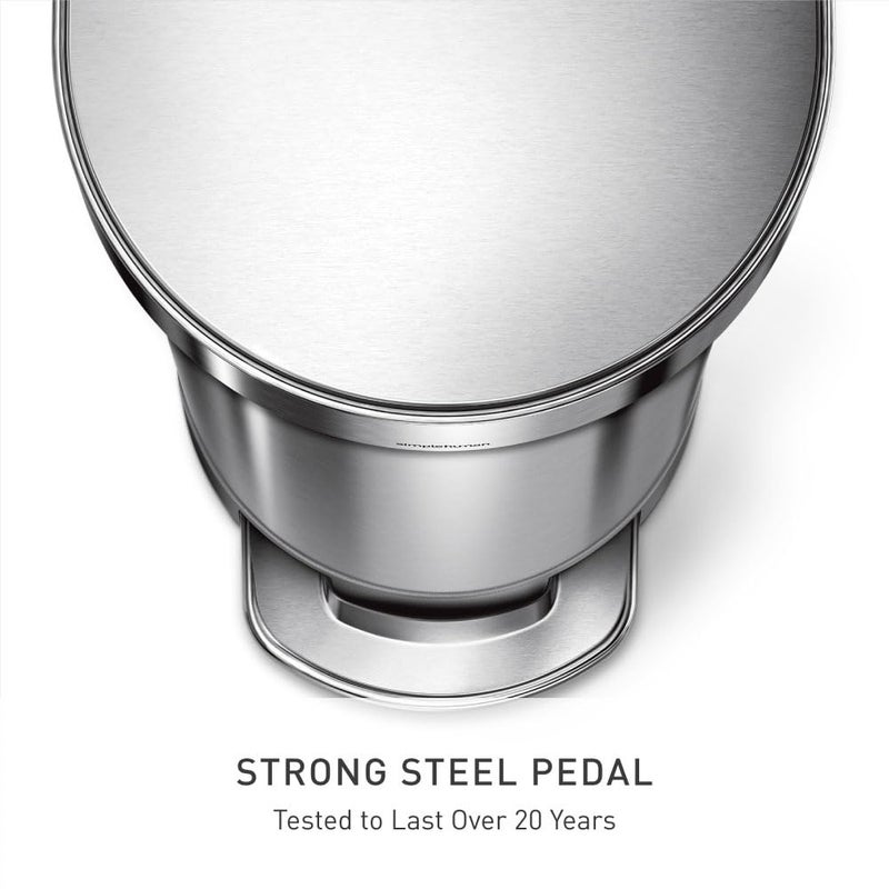 simplehuman 45 Liter / 12 Gallon Slim Hands-Free Kitchen Step Trash Can, Brushed Stainless Steel - Image 4