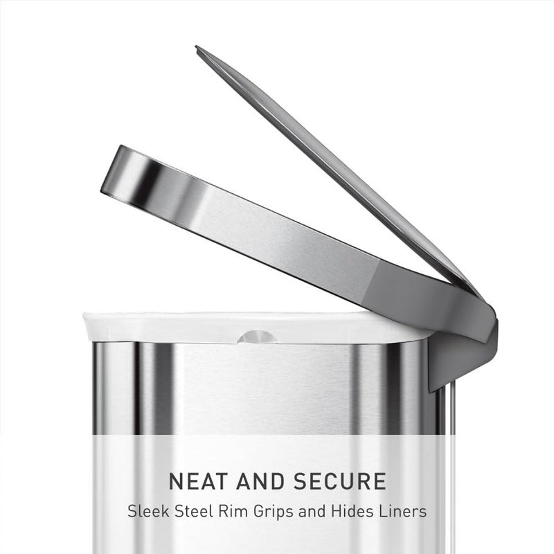 simplehuman 45 Liter / 12 Gallon Slim Hands-Free Kitchen Step Trash Can, Brushed Stainless Steel - Image 3
