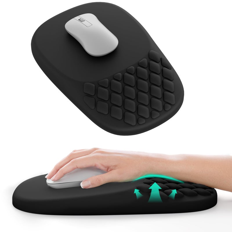 VAGAU Ergonomic Mouse Pad with Wrist Support Wrist Rest Pain Relief Mousepad Memory Foam NonSlip PU Base for Gaming Office and Home Black - Image 2