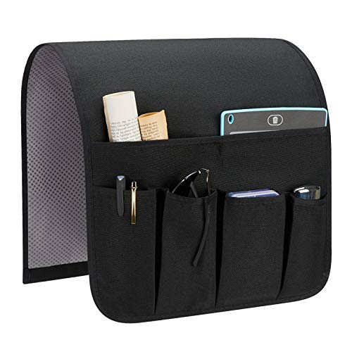 SYSOV Sofa Armrest Organizer, Remote Control Holder for Recliner Couch, Arm Chair Caddy with 5 Pockets for Magazine, Tablet, Phone, iPad - Image 1