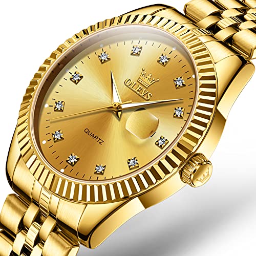 OLEVS Wedding Couple Watches Men and Women Gift Set Luminous Calendar Business Dress Luxury Gold His and Hers Wristwatch Waterproof Matching Watches Couples Lovers Romantic Wrist Watch - Image 2