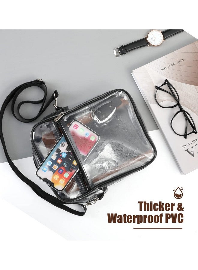 موكو حقيبة موكو الشفافة المعتمدة للملاعب للنساء، حقيبة كروس بودي بحزام قابل للتعديل وحقائب كتف للحفلات الموسيقية والمهرجانات والفعاليات الرياضية، لون أسود - Image 3