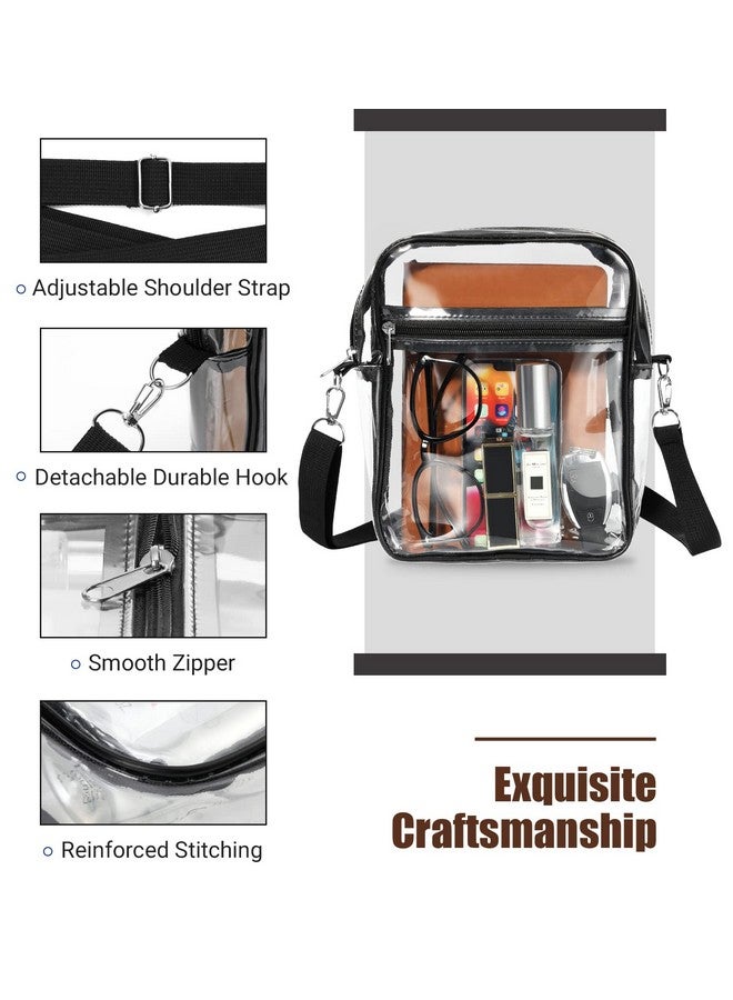 موكو حقيبة موكو الشفافة المعتمدة للملاعب للنساء، حقيبة كروس بودي بحزام قابل للتعديل وحقائب كتف للحفلات الموسيقية والمهرجانات والفعاليات الرياضية، لون أسود - Image 5