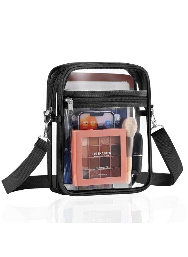 موكو حقيبة موكو الشفافة المعتمدة للملاعب للنساء، حقيبة كروس بودي بحزام قابل للتعديل وحقائب كتف للحفلات الموسيقية والمهرجانات والفعاليات الرياضية، لون أسود - Image 1