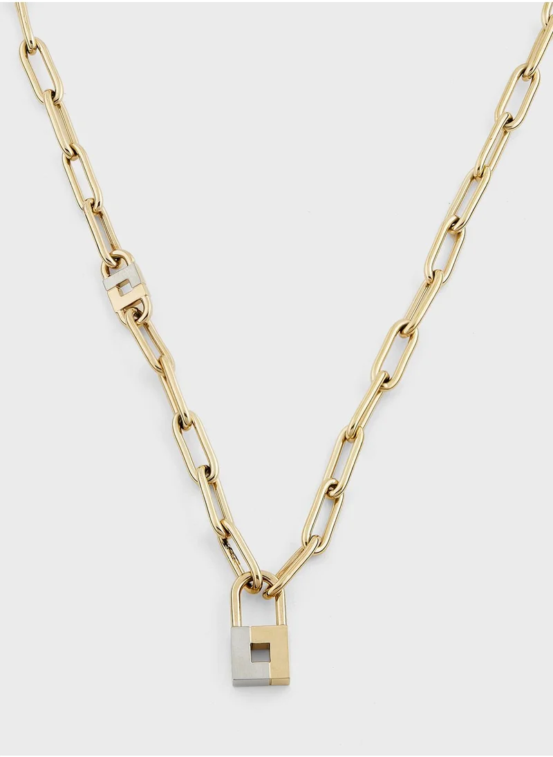 LACOSTE Galaxy Stylish Lock Layered Necklace