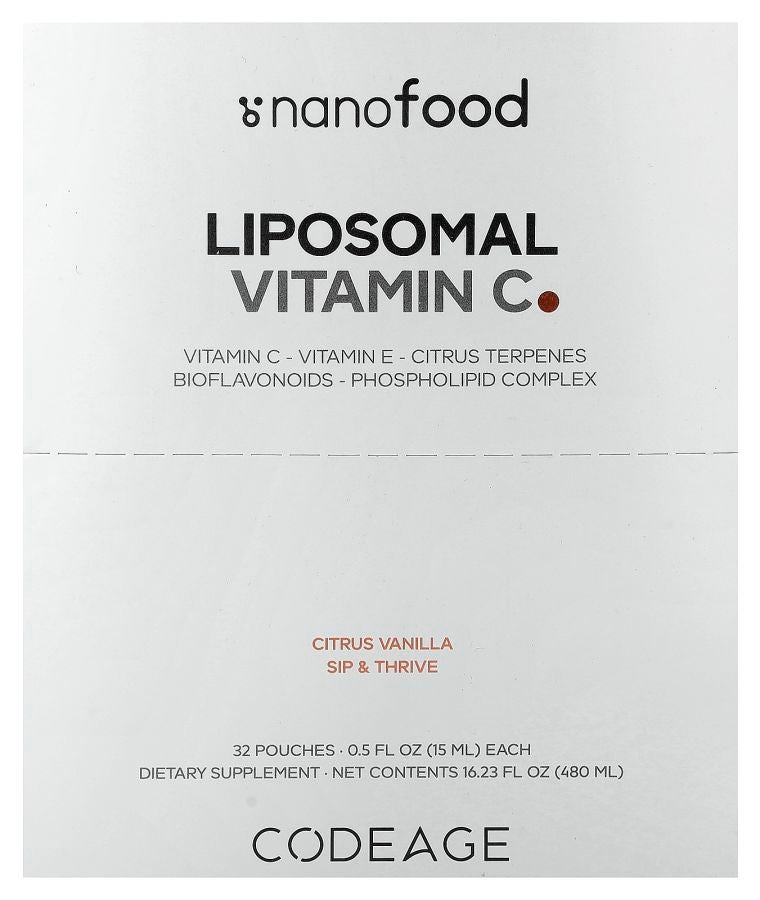 Nanofood Liposomal Vitamin C Citrus Vanilla 32 Pouches 0.5 fl oz (15 ml) Each
