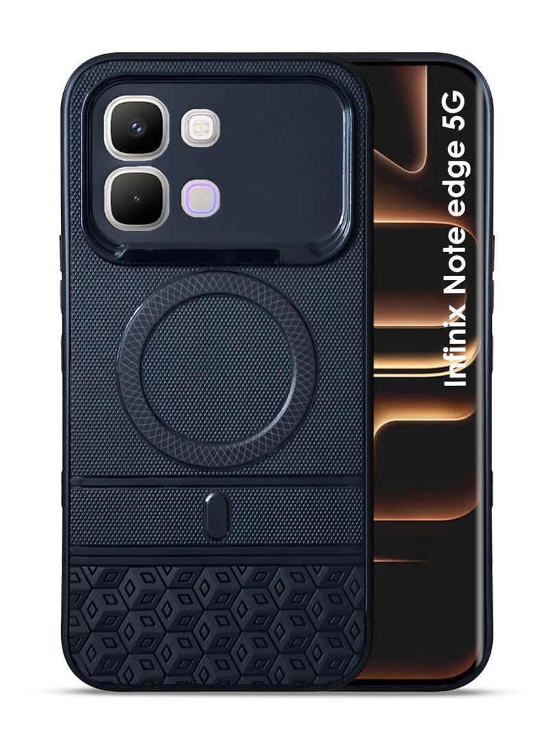 غطاء خلفي من السيليكون لهاتف إنفينيكس نوت إيدج  - غطاء من السيليكون الحراري المرن (TPU)، متين وذو فتحات دقيقة - حماية من الخدوش والغبار والبقع، غطاء مقاوم للصدمات والماء لهاتف إنفينيكس نوت إيدج  - أسود - Image 1