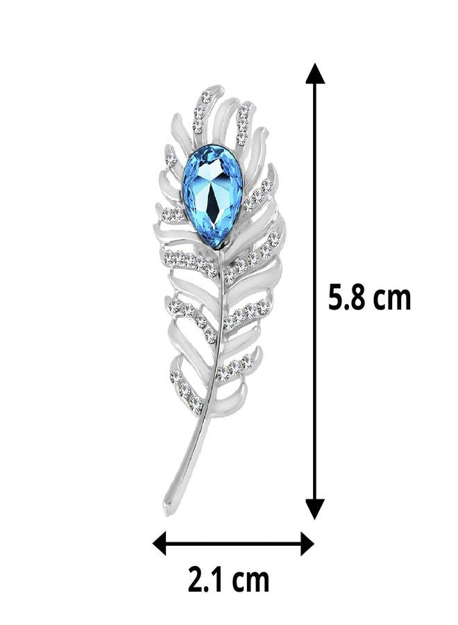 Om Jewells Men's Rhodium Plated Lovely Peacock Feather Lapel Pin Brooch with Crystal Stones Jewellery - Image 3