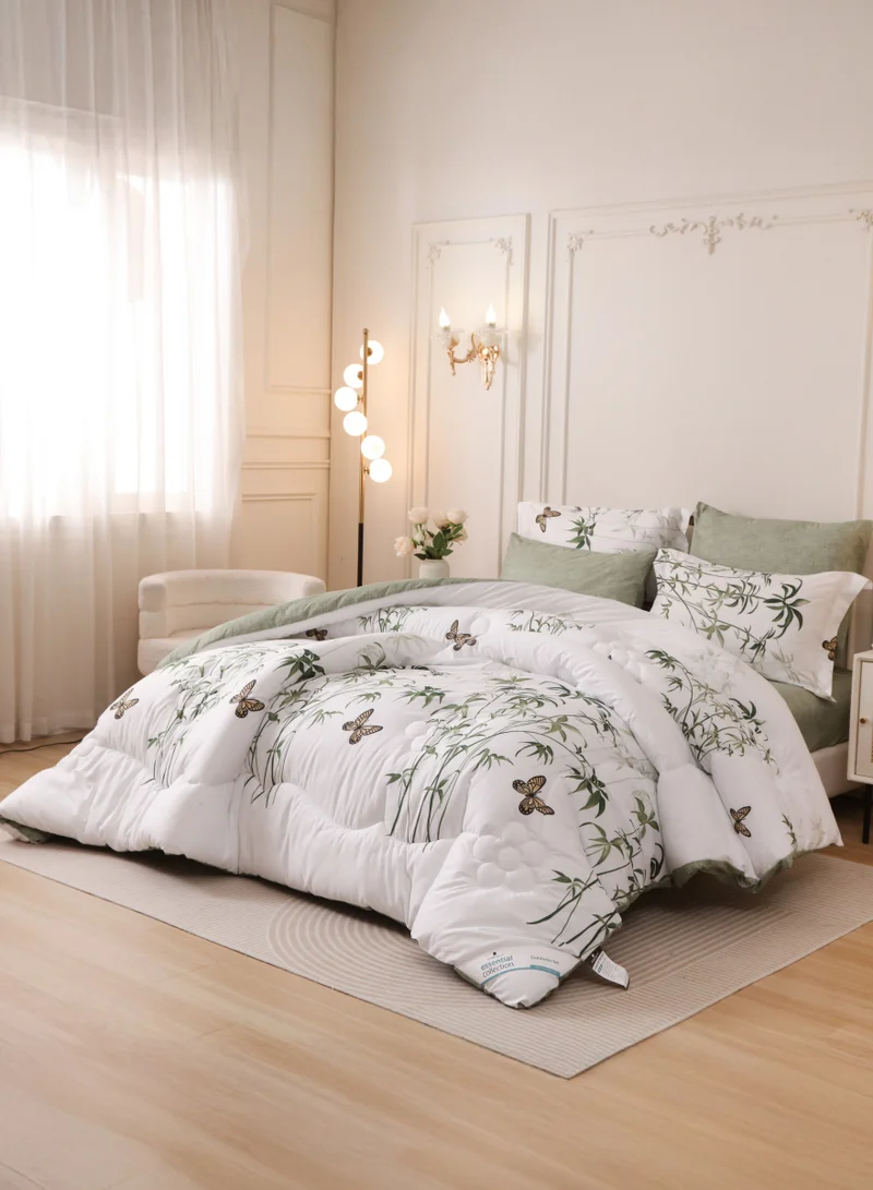Donetella 6-Pcs Printed King Comforter Set | Fits 200x200 cm Size Bed | Soft Brushed Microfiber | Reversible Printed Comforter | 350 GSM Down Alternative Fill