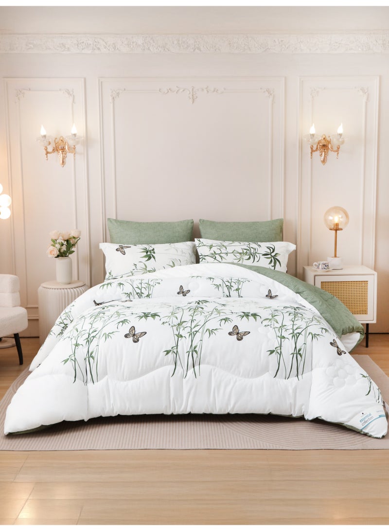 Donetella 6-Pcs Printed King Comforter Set | Fits 200x200 cm Size Bed | Soft Brushed Microfiber | Reversible Printed Comforter | 350 GSM Down Alternative Fill - Image 1