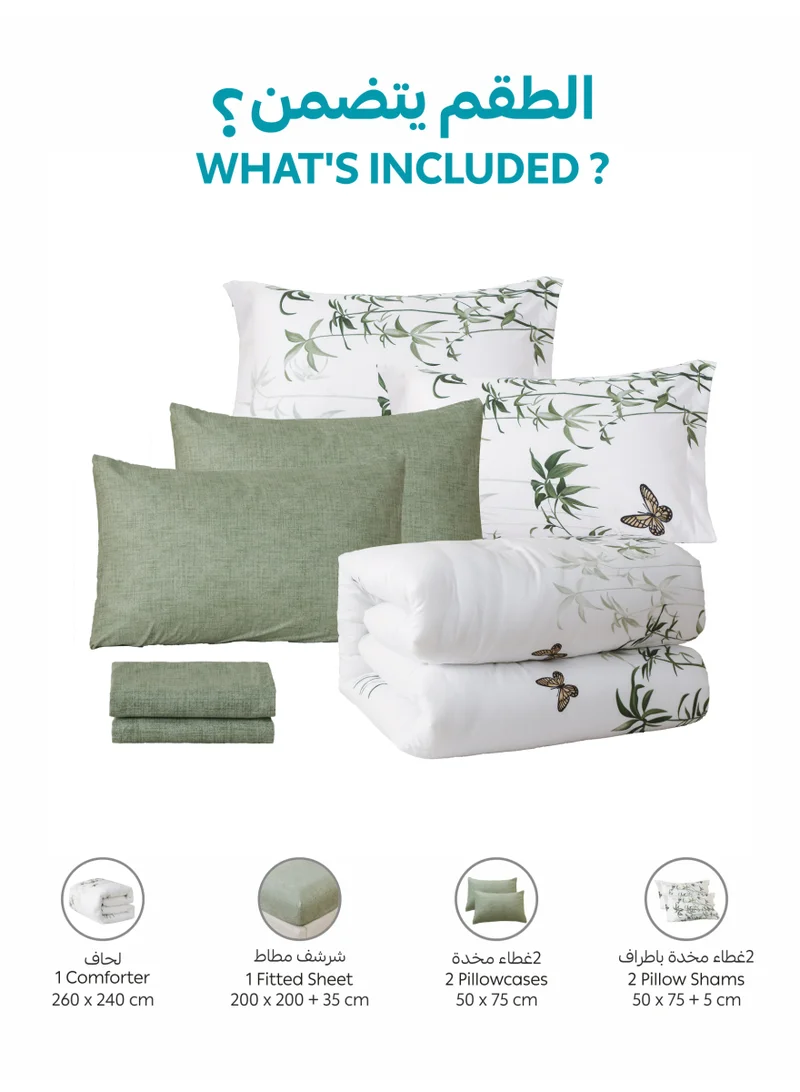 Donetella KING 6-Pcs Printed King Comforter Set | Fits 200x200 cm Size Bed | Soft Brushed Microfiber | Reversible Printed Comforter | 350 GSM Down Alternative Fill  | Best Price UAE