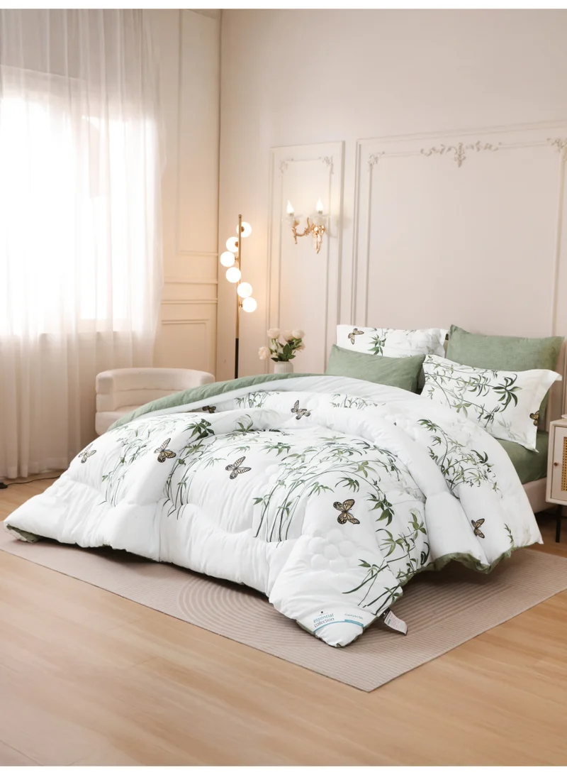 Donetella 6-Pcs Printed King Comforter Set | Fits 200x200 cm Size Bed | Soft Brushed Microfiber | Reversible Printed Comforter | 350 GSM Down Alternative Fill