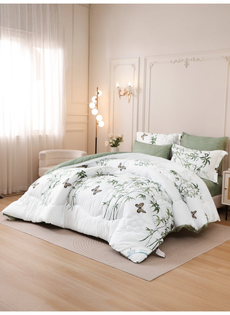 Donetella 6-Pcs Printed King Comforter Set | Fits 200x200 cm Size Bed | Soft Brushed Microfiber | Reversible Printed Comforter | 350 GSM Down Alternative Fill - Image 2