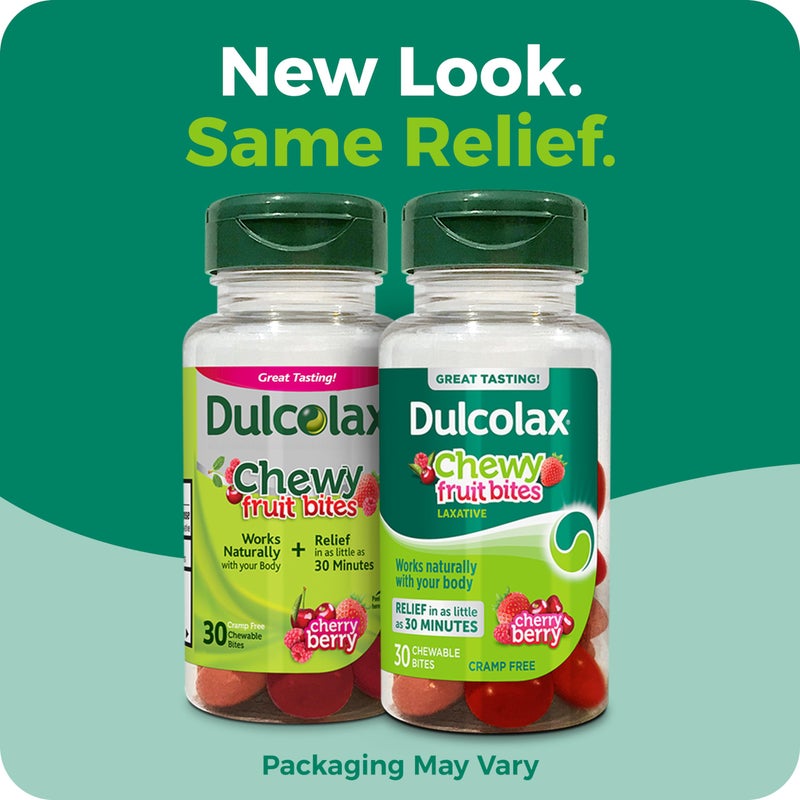 Dulcolax Saline Laxative Chewy Fruit Bites, Fast-Acting Laxative & Gentle Constipation Relief, Cherry Berry Flavor, Magnesium Hydroxide 600 mg, 30 Count - Image 2