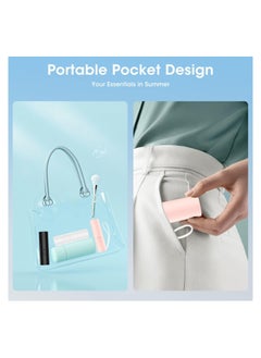 SYOSI Handheld Mini Fan, Small Hand Held Fan, Foldable Pocket Personal Fan, Portable Rechargeable, 3000mAh USB Battery Powered, 22+Hrs Runtime, Gifts for Women Girls Men Office, Travel, Outdoor, Pink  - Image 3