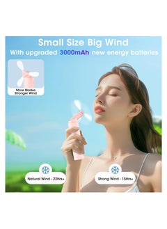 SYOSI Handheld Mini Fan, Small Hand Held Fan, Foldable Pocket Personal Fan, Portable Rechargeable, 3000mAh USB Battery Powered, 22+Hrs Runtime, Gifts for Women Girls Men Office, Travel, Outdoor, Pink  - Image 5