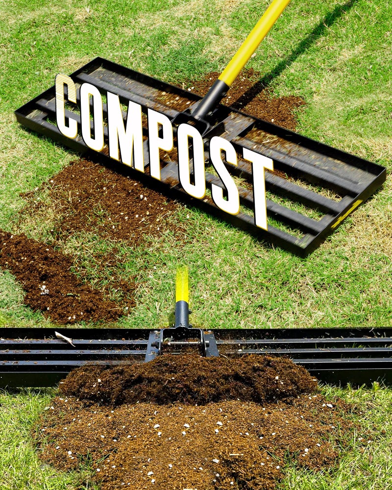 BlumeTrec Lawn Leveling Rake, 30"x10" Heavy Duty Sand Leveling Tool with 7FT Long Handle, Steel Golf Rake for Soil, Compost, Gravel, Lawn Leveler for Yard, Garden, Golf Course, Landscaping Level Tool - Image 4