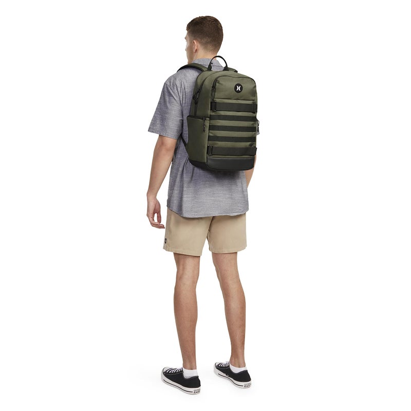 Hurley Mens Skateboard Backpack, Olive, One Size - Image 2