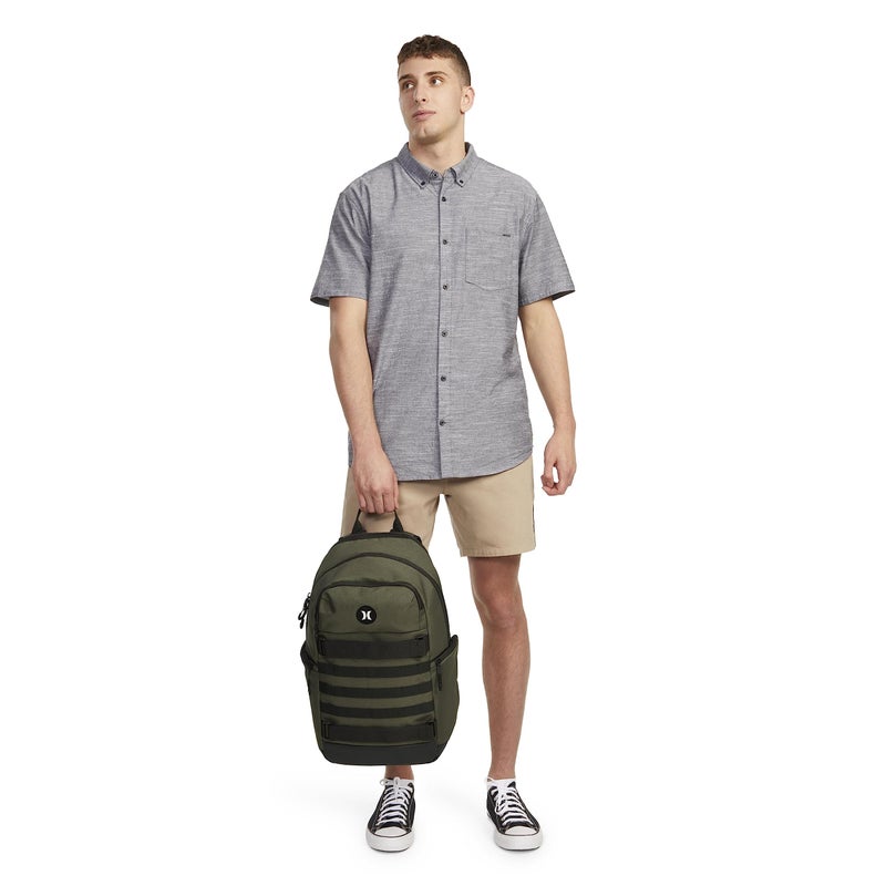 Hurley Mens Skateboard Backpack, Olive, One Size - Image 3