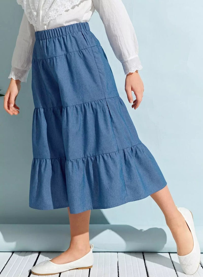 Girls Ruffle Hem Wide Leg Pants  - Image 4
