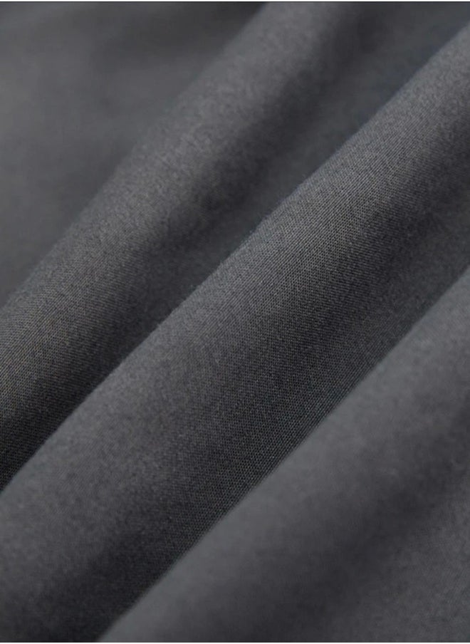 LUNA Home Fitted bed sheet 90*200+30 cm with 2 pillow covers, set of 3 pieces, plain black color.  - Image 5