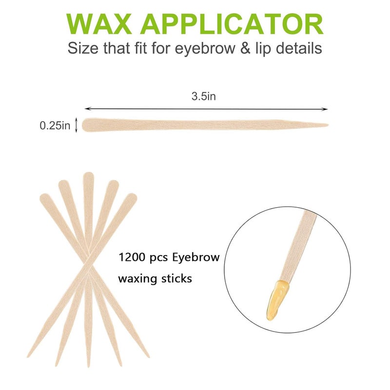 MMonDod 1200 Pack Wooden Waxing Sticks Wax Spatulas Sticks Small Wax Applicator Sticks Wood Craft Sticks Spatulas Applicator for Hair Eyebrow Nose Removal (Without Handle) - Image 2