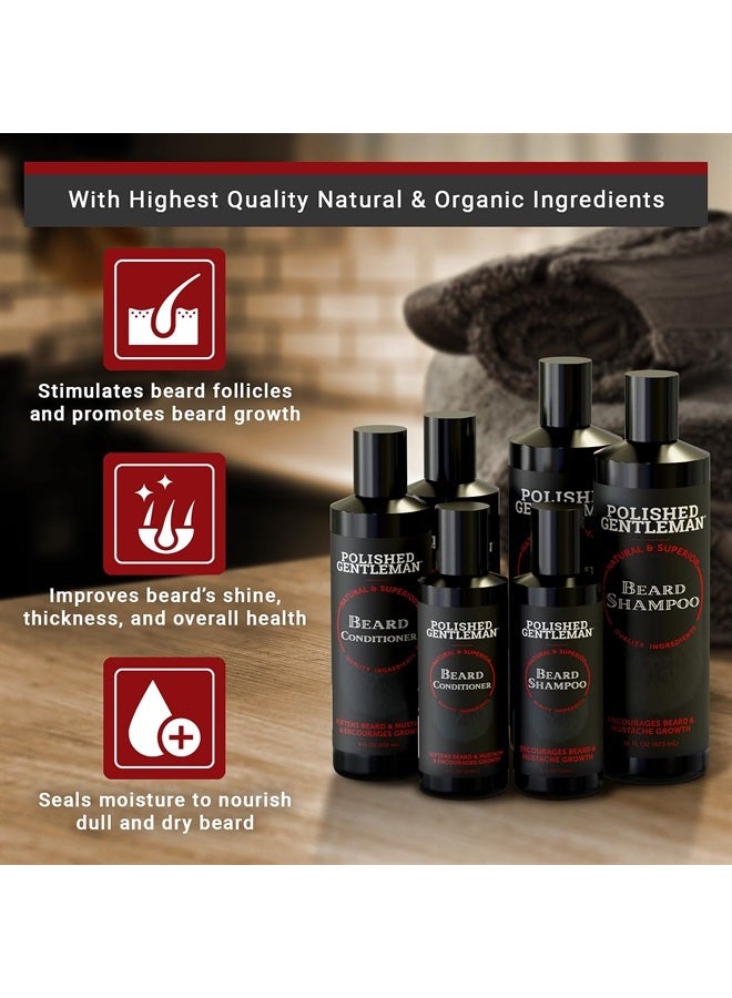 Polished Gentleman Beard Shampoo and Conditioner for Beard Growth - Beard Wash and Beard Conditioner with Beard Oil for Men - Beard Growth Kit for Beard Care - Beard Softener with Biotin and Tea Tree Oil (16oz) - Image 2