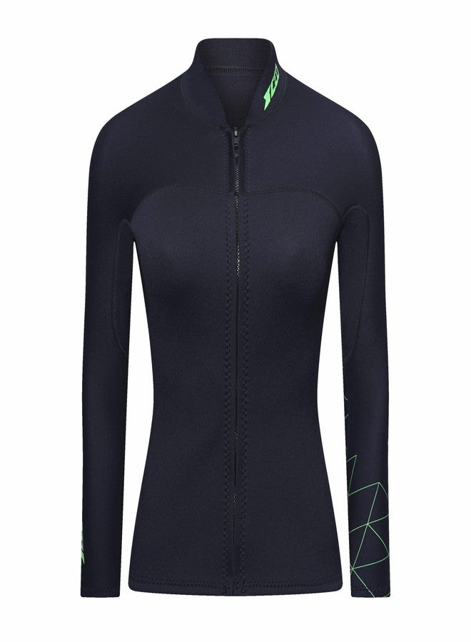 ZCCO Wetsuit Top Women's 3mm Neoprene Wetsuits Jacket,Front Zipper Long Sleeves Diving Suit for Swimming,Snorkeling,Scuba Diving,Surfing (3FT-WM-L) - Image 3