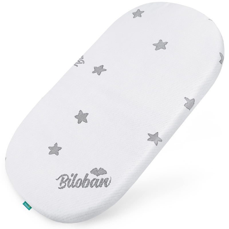 Bassinet Mattress Pad 15x 30x 08 Fits Moses Basket Oval Shaped with Removal Zippered Cover Waterproof Breathable Soft Foam