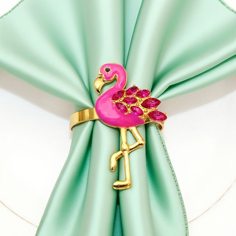 8Pcs Flamingo Crystal Napkin Ring Holder Rhinestone Table Decor For Tropical Party Wedding Home - Image 4