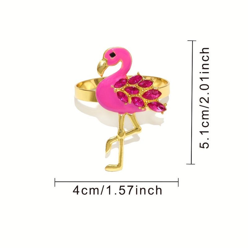 8Pcs Flamingo Crystal Napkin Ring Holder Rhinestone Table Decor For Tropical Party Wedding Home - Image 3