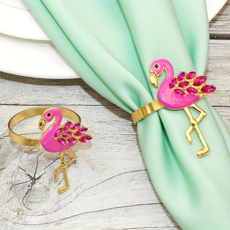 8Pcs Flamingo Crystal Napkin Ring Holder Rhinestone Table Decor For Tropical Party Wedding Home - Image 5