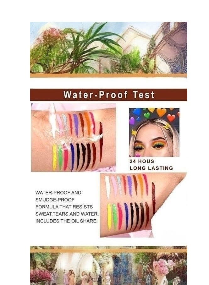 سمادو طقم محدد عيون سائل 14 لون غير لامع ملون للنساء مقاوم للماء طويل الأمد بألوان قوس قزح مجموعة مكياج العيون سريعة الجفاف - Image 5