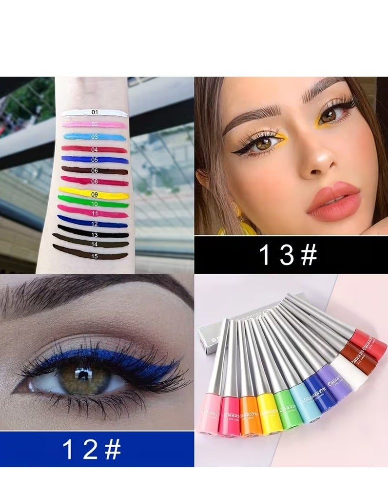 CmaaDu 14 Color Matte Liquid Eyeliner Set Colorful for Women Waterproof Long Lasting Rainbow Pencil Quick Dry Eyes Makeup Kit - Image 3