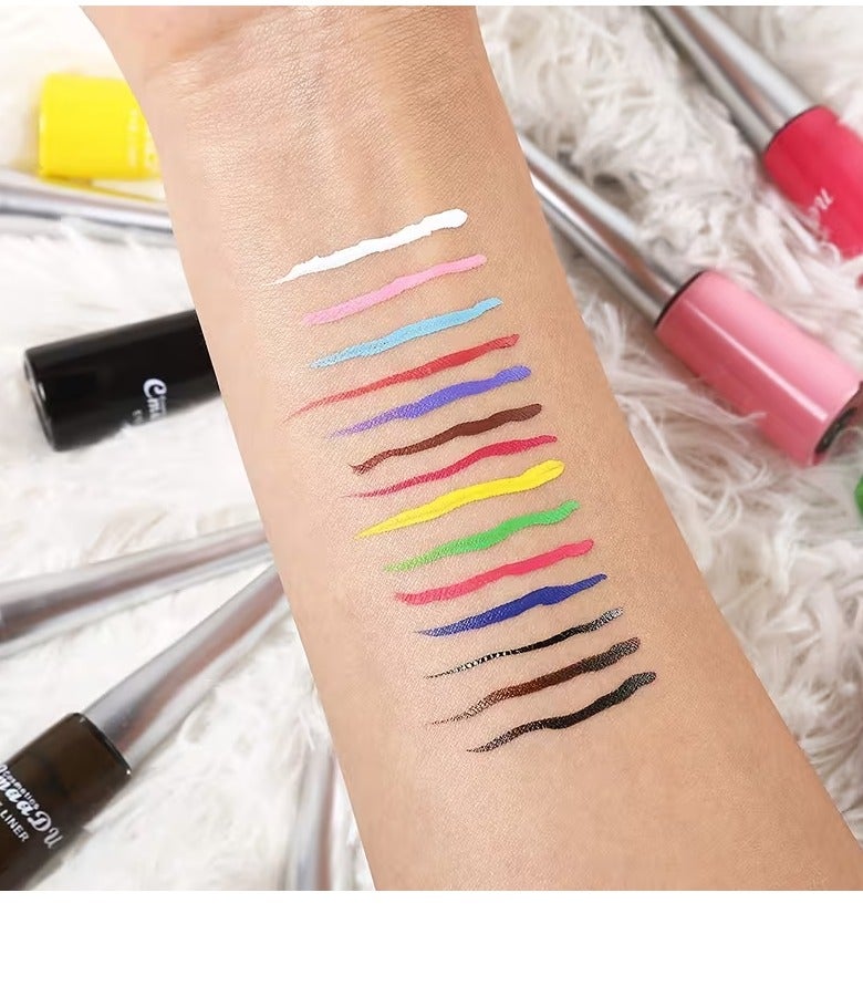 CmaaDu 14 Color Matte Liquid Eyeliner Set Colorful for Women Waterproof Long Lasting Rainbow Pencil Quick Dry Eyes Makeup Kit - Image 5