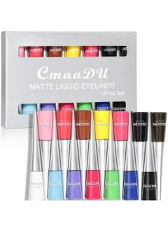 CmaaDu 14 Color Matte Liquid Eyeliner Set Colorful for Women Waterproof Long Lasting Rainbow Pencil Quick Dry Eyes Makeup Kit  - Image 1