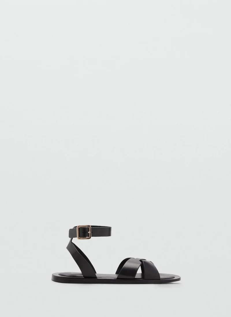 مانجو Leather sandals with buckle strap