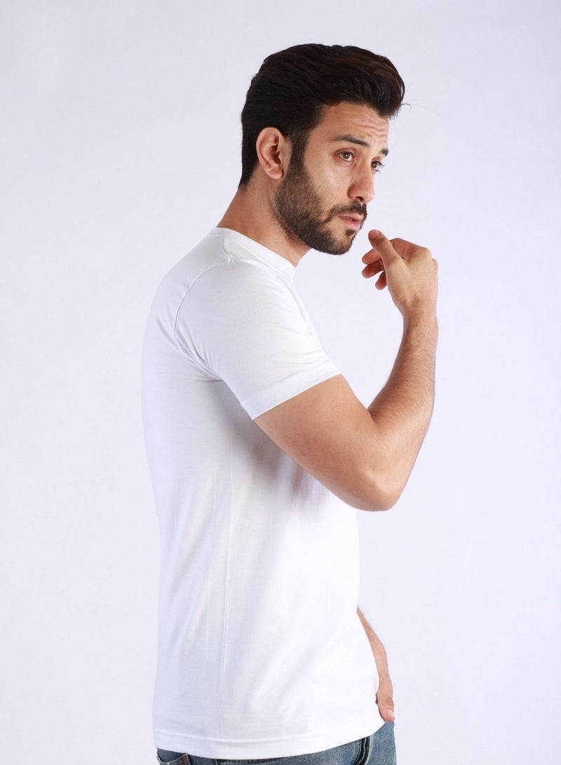 Jet Jet Men T-Shirt Round Neck And Half Sleeves-White  - Image 2
