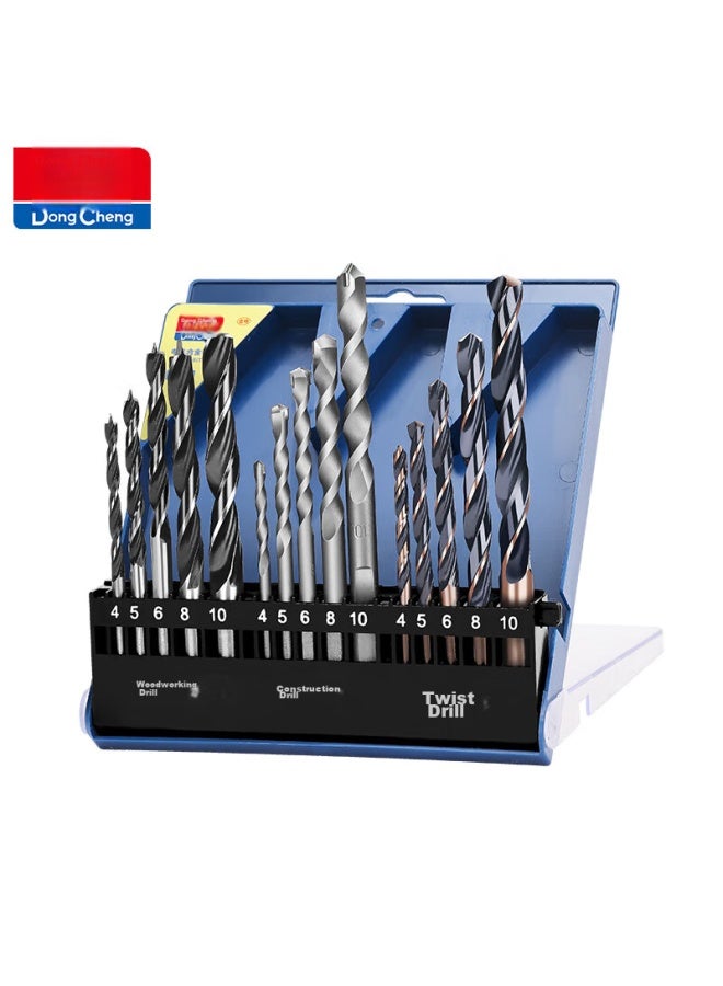 DONG Cheng Dongcheng Drill Bits, Impact Drill Bits, Metal Alloy Combination Drill Bits, 15-piece Set - Image 1