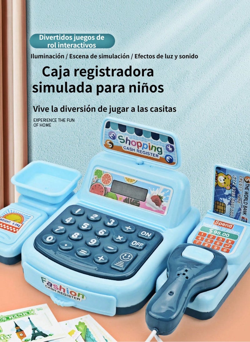 ماكدو ألعاب محاكاة للأطفال، نموذج صندوق تسجيل نقدي للسوبر ماركت، ألعاب منزلية، متجر صغير، صندوق تسجيل نقدي - Image 4
