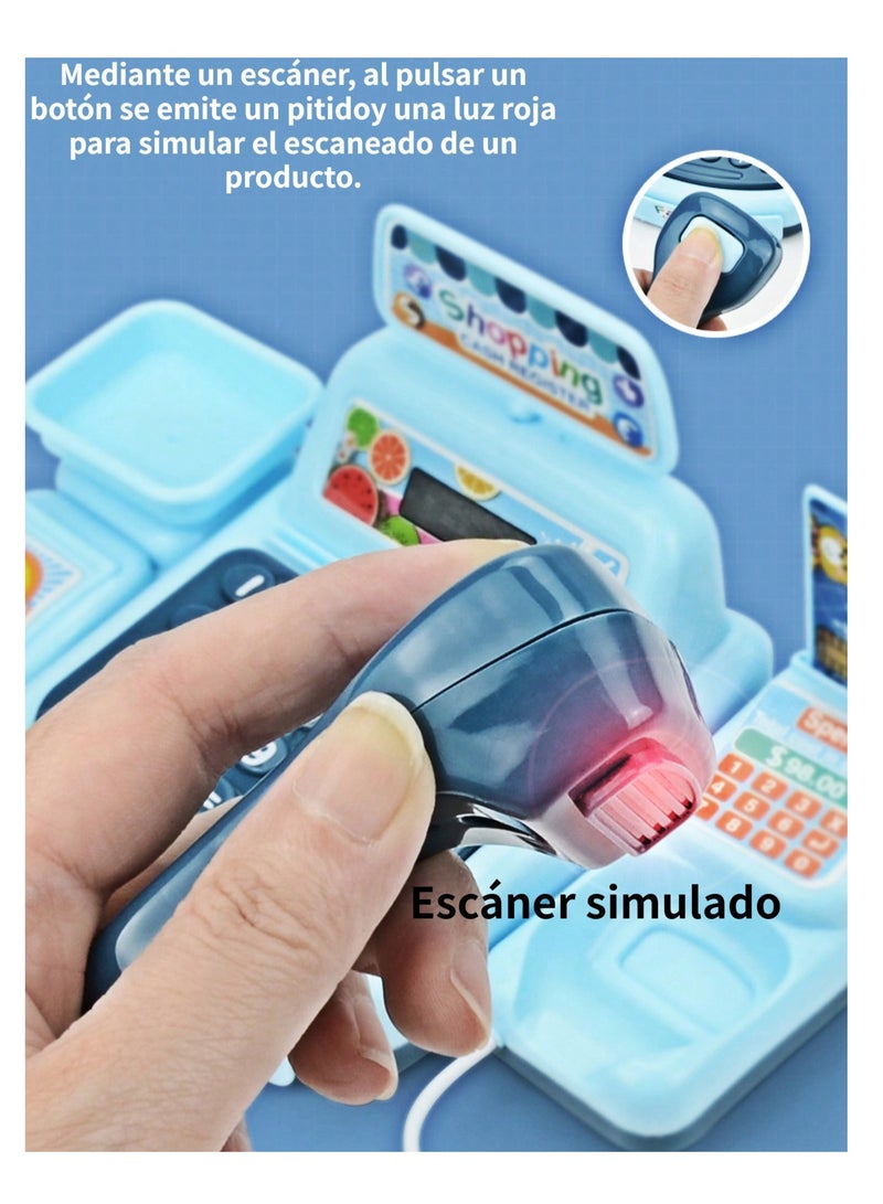 ماكدو ألعاب محاكاة للأطفال، نموذج صندوق تسجيل نقدي للسوبر ماركت، ألعاب منزلية، متجر صغير، صندوق تسجيل نقدي - Image 5